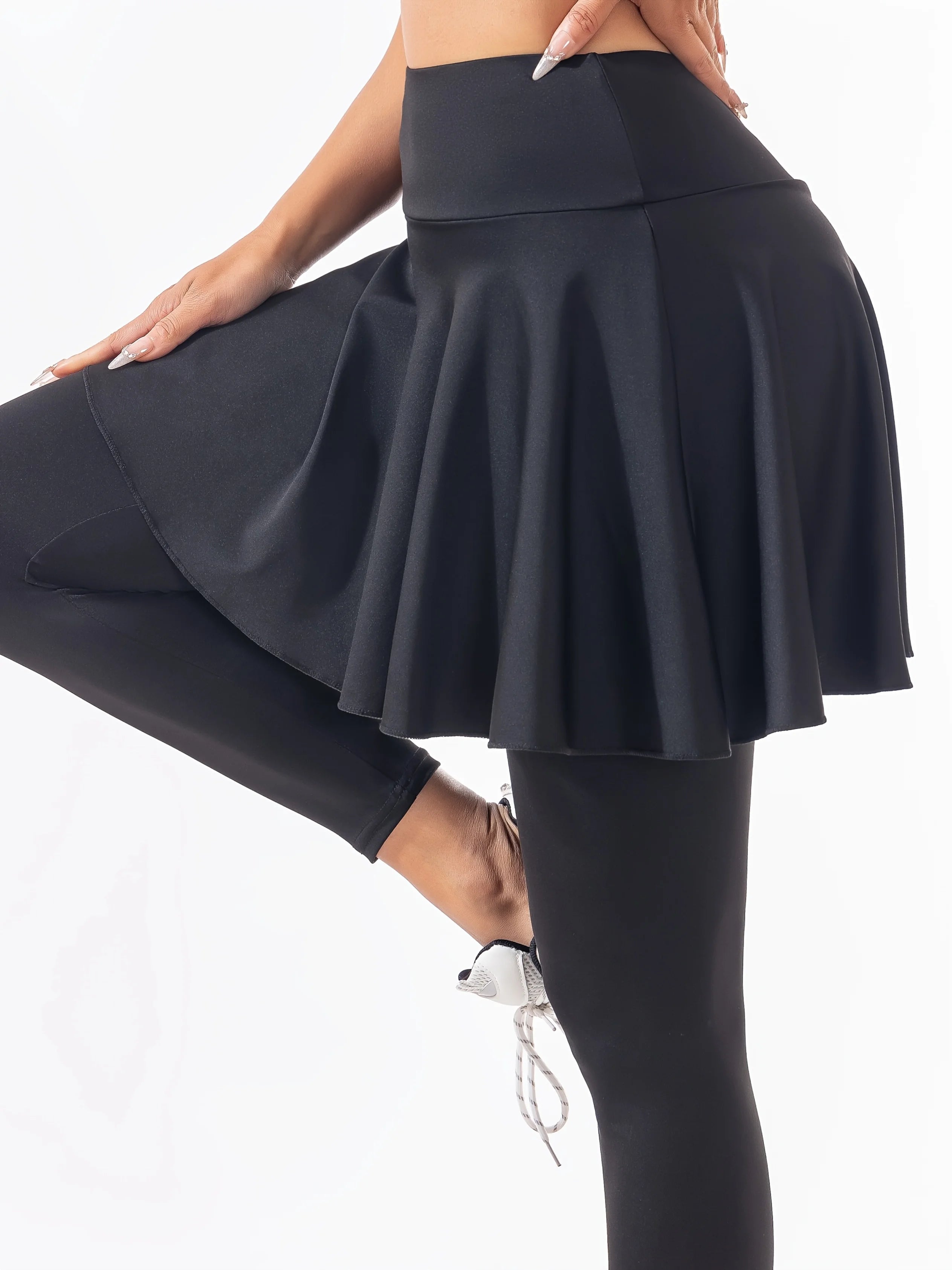 Plus Size Women'S Fake Two-Piece Yoga Pants High Waist Quick Dry Sports Pants Running Fitness Leggings with Skirt Overlay